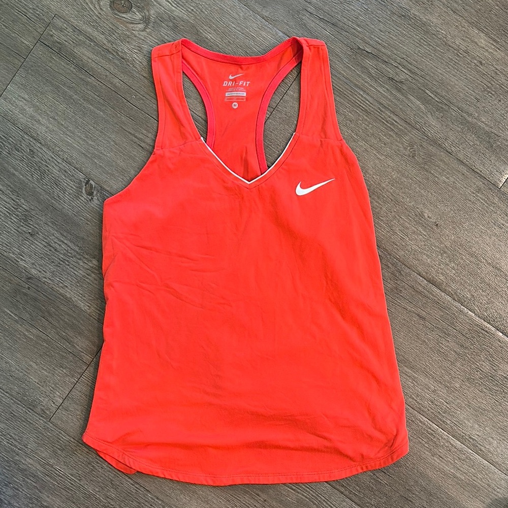 Nike Orange Fitted Sleeveless Tank Top